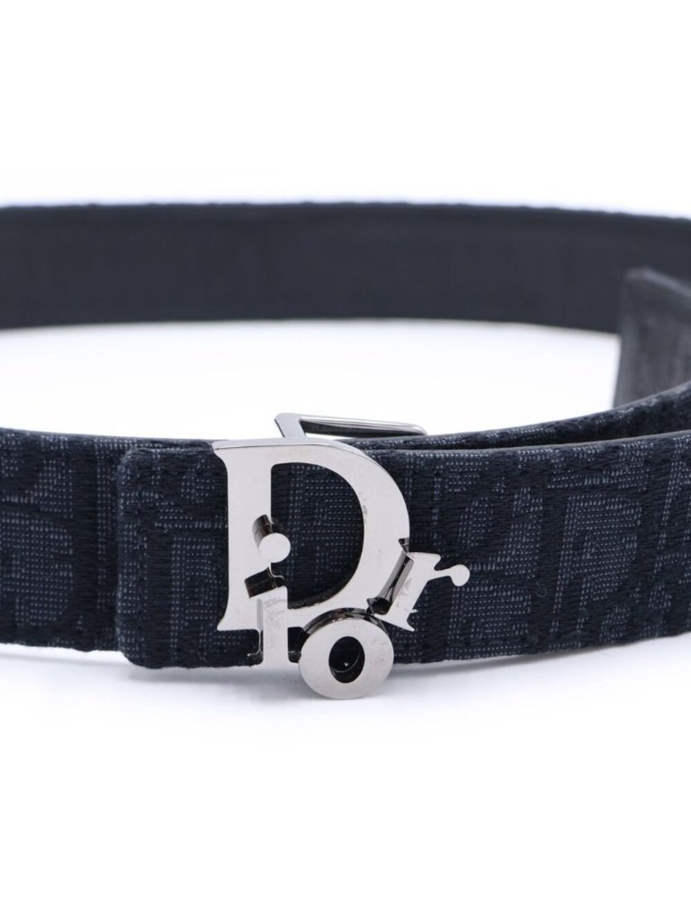Dior Oblique Leather Belt Black 90 36 Gunmetal - Picture 4 of 6